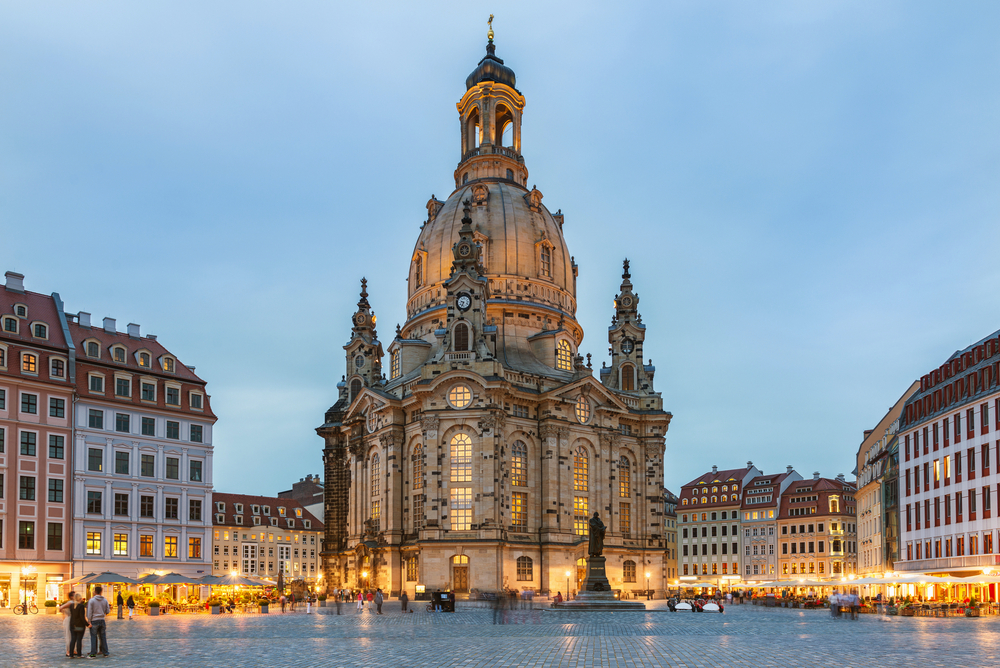 Abendstimmung an der Frauenkirche in Dresden